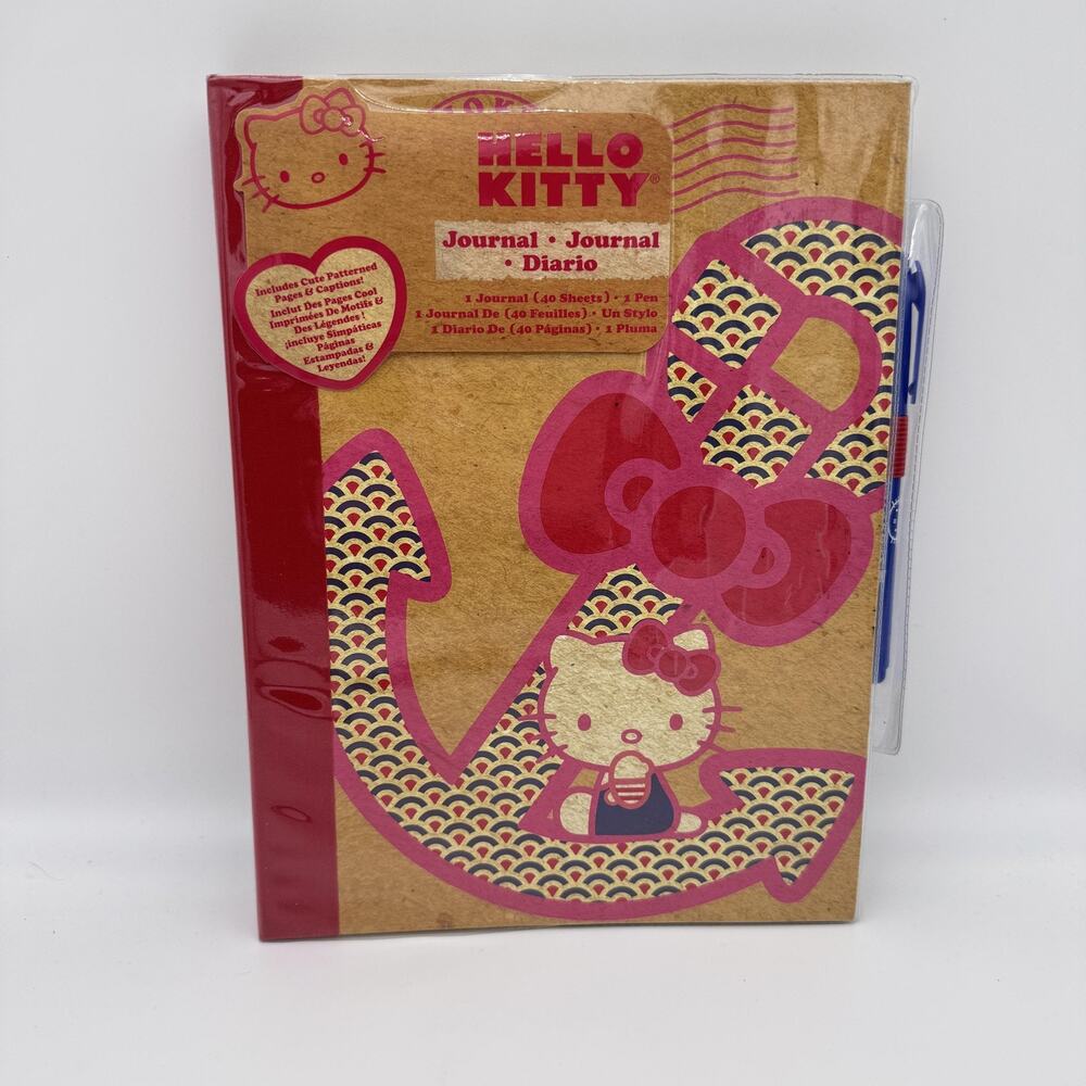 Hello Kitty Journal Notebook Spiral Nautical Travel 40 Sheets Pen Sanrio Y2K